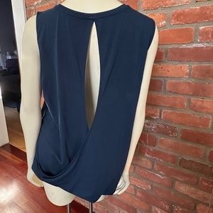 Athleta Essence Open Back Tank Top Constellation Blue Sleeveless Athleisure XL